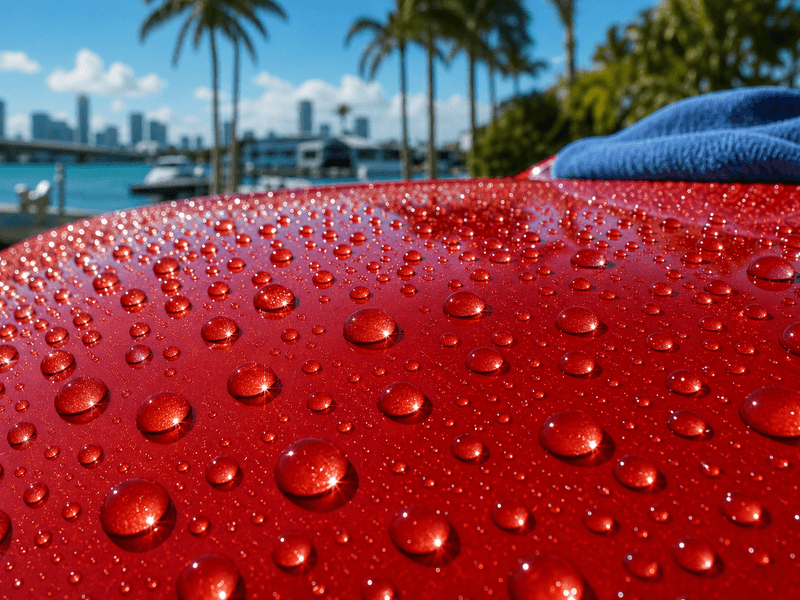 Water beading on freshly waxed paint