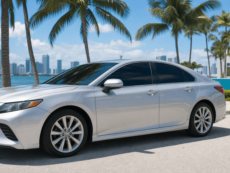 Window tinting on a sedan in Miami